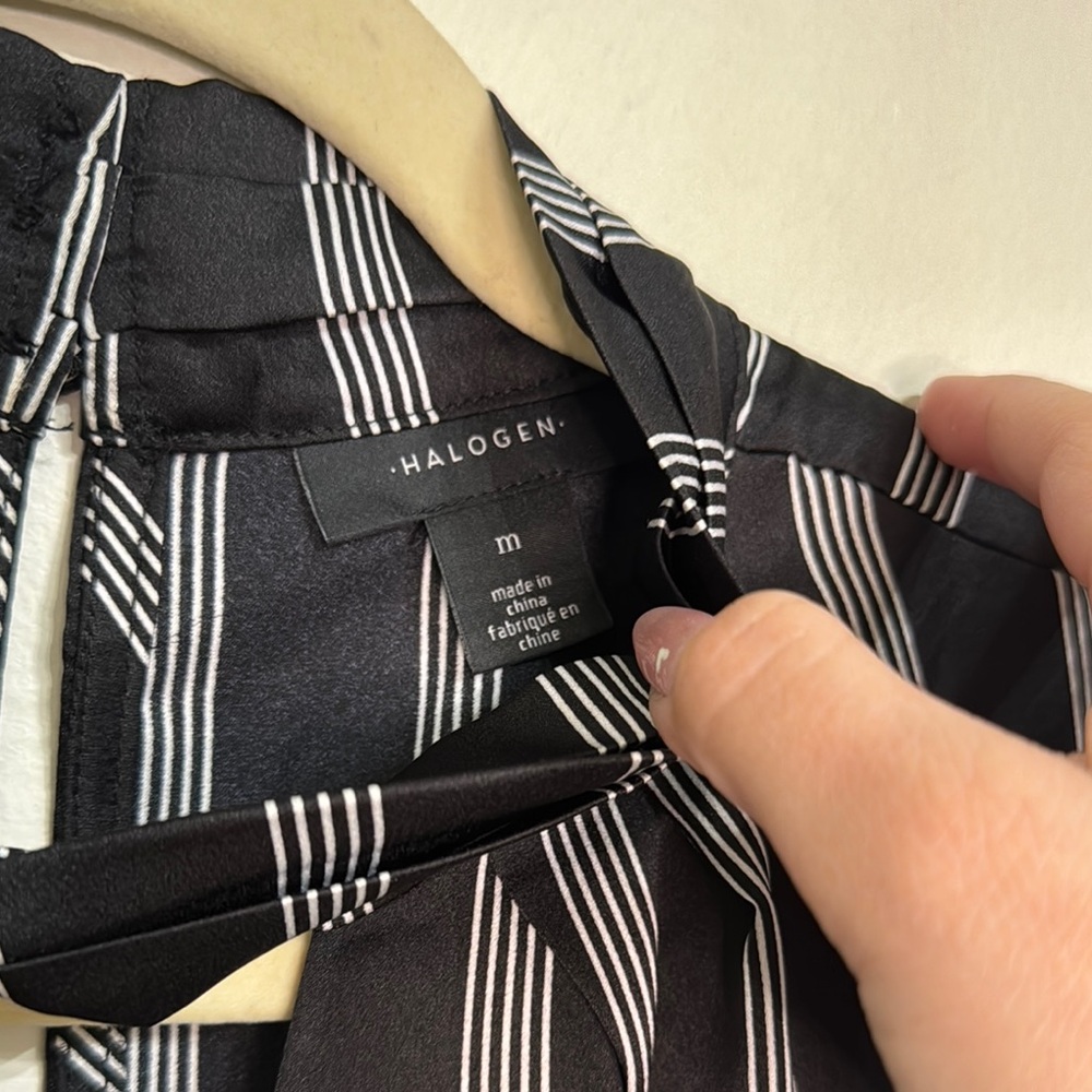 Halogen Black and White Striped Blouse NWT - Picture 2 of 8